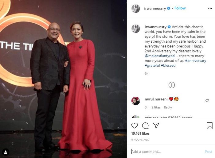 Irwan Mussry tuliskan sebuah pesan super romantis untuk <a href='https://kupang.tribunnews.com/tag/maia-estianty' title='Maia Estianty'>Maia Estianty</a> di hari ulang tahun pernikahan mereka ke-2