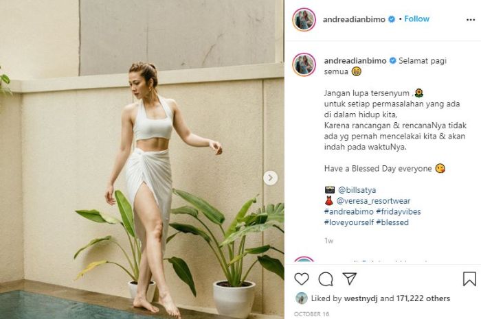  Andrea Dian unggah foto cantik sembari sematkan kalimat bijak