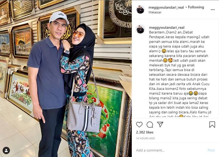 status Meggy dalam akun instagramnya
