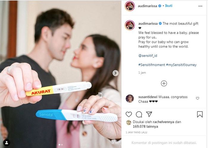 Jelang usia pernikahan 2 bulan dengan Anthony Xie, Audi Marissa dan mengumumkan kehamilannya.