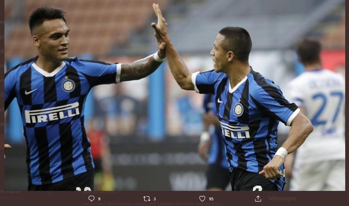 Dua penyerang Inter Milan, Lautaro Martinez dan Alexis Sanchez.