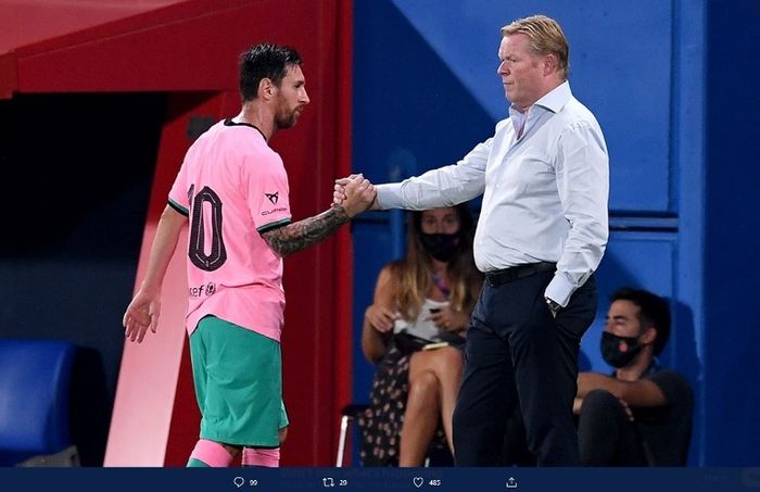 Ronald Koeman memimpin laga keduanya bersama Barcelona saat Blaugrana menang 3-1 atas Girona dalam laga persahabatan di Stadion Johan Cruyff, Rabu (16/9/2020) waktu setempat atau Kamis dini hari WIB.