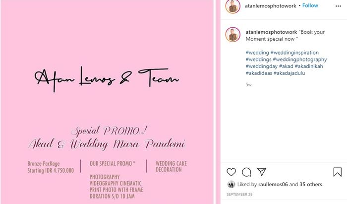 Atan mempromosikan jasa fotonya