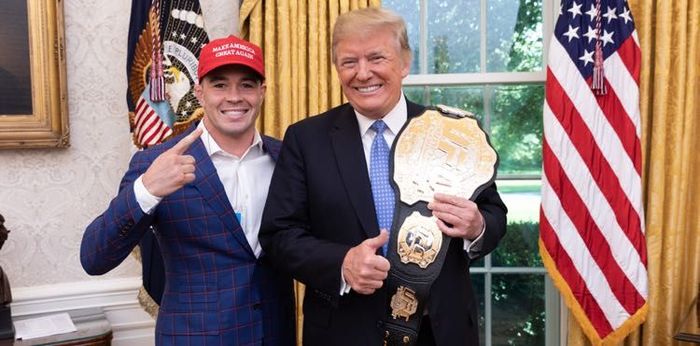 Jagoan UFC, Colby Covington (kiri) dan Donald Trump (kanan).