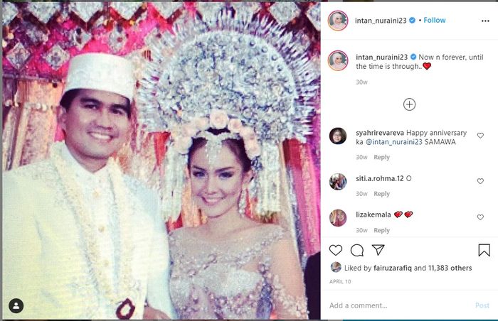 Foto Pernikahan <a href='https://manado.tribunnews.com/tag/intan-nuraini' title='Intan Nuraini'>Intan Nuraini</a> dan Donny