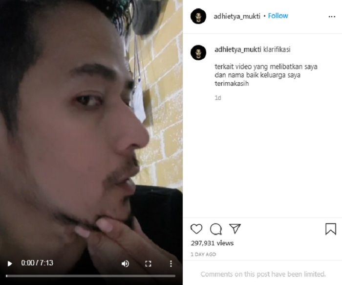 Klarifikasi Adhietya Mukti yang membantah dirinya pemeran pria di video syur mirip Gisel