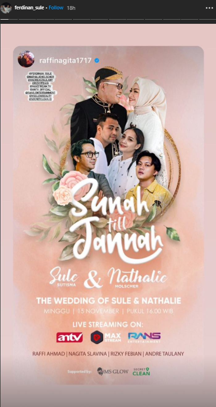 live streaming pernikahan Sule dan Nathalie Holscher