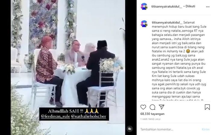 Ramalan Nyai Ratu Kidul soal pernikahan Sule dan Nathalie.