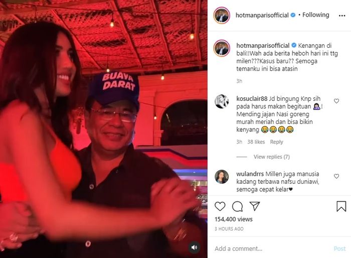 Hotman Paris mendadak bongkar video mesra bareng Millen Cyrus usai sang selebgram ditangkap polisi lantaran kasus narkoba.