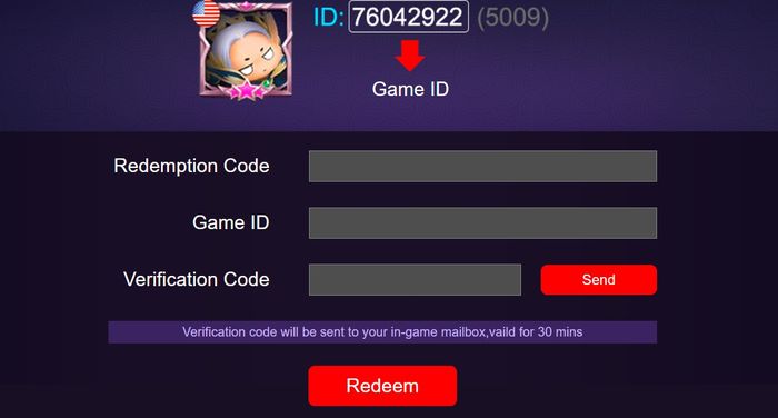 Display of the claim menu for the Mobile Legends redeem code.