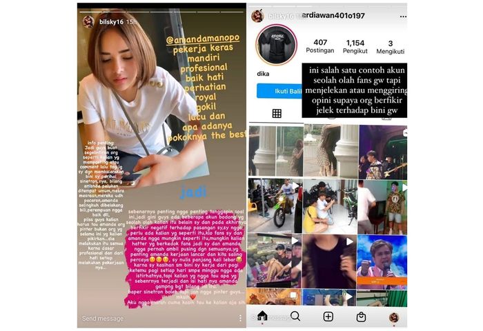 Unggahan Billy Syahputra saat membela <a href='https://palembang.tribunnews.com/tag/amanda-manopo' title='Amanda Manopo'>Amanda Manopo</a>