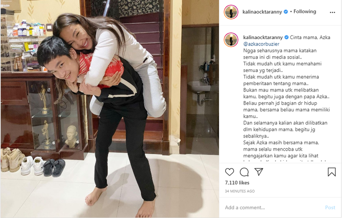 Kalina Ocktaranny meminta maaf pada <a href='https://kupang.tribunnews.com/tag/azka-corbuzier' title='Azka Corbuzier'>Azka Corbuzier</a>.