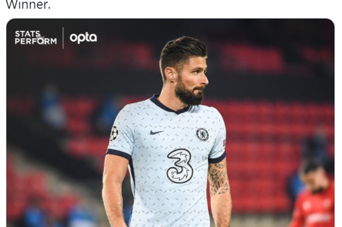 Olivier Giroud menjadi penentu kemenangan Chelsea saat bertandang ke markas Rennes di matchday 4 grup E Liga Champions 2020-2021.