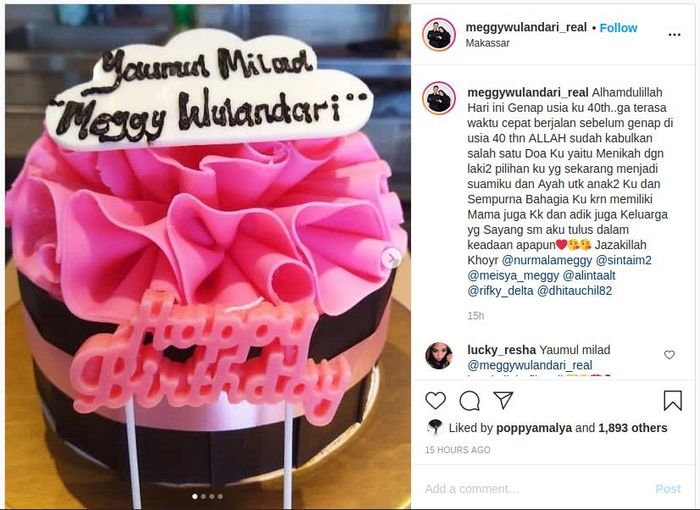 Perayaan ulang tahun Meggy Wulandari yang ke-40 dirayakan dengan penuh kebahagiaan