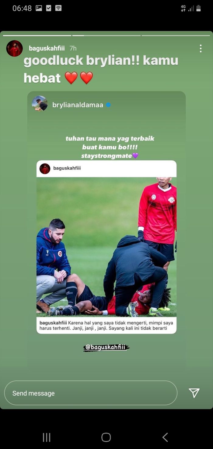 Balasan story Bagus Kahfi untuk Brylian aldama