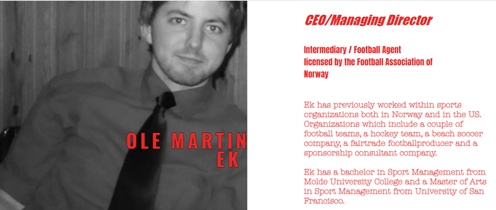 Tangkapan layar Ole Martin Ek di situs X-One Agency.