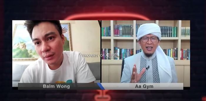 Baim Wong berbincang dengan Aa Gym lewat zoom