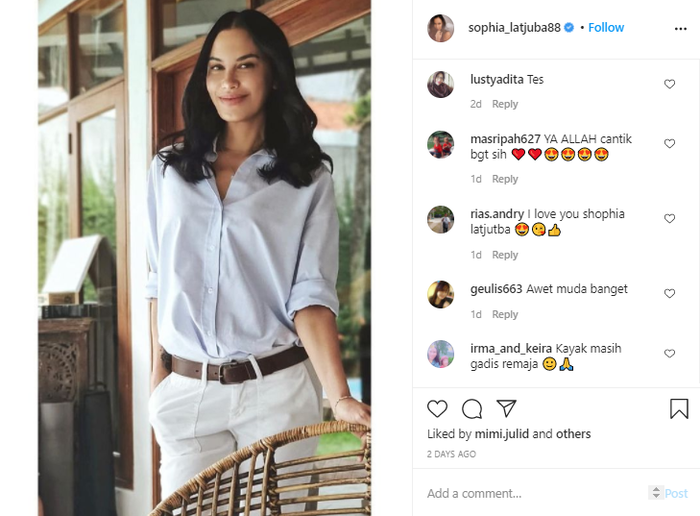 Komentar netizen memuji tampilan <a href='https://kupang.tribunnews.com/tag/sophia-latjuba' title='Sophia Latjuba'>Sophia Latjuba</a>