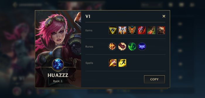 Top player using champ Vi in League of Legends: Wild Rift (2/12/20)