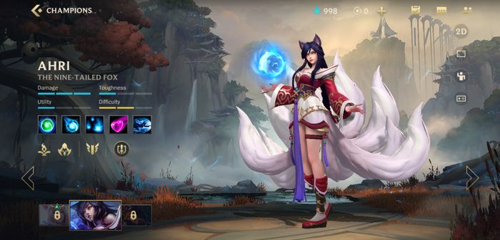 Champion Ahri in League of Legends: Wild Rift