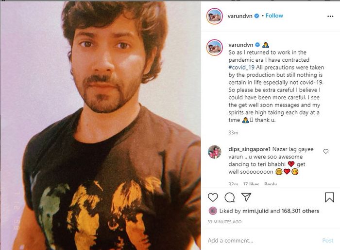 Aktor Dilwale Varun Dhawan positif terinfeksi virus corona.
