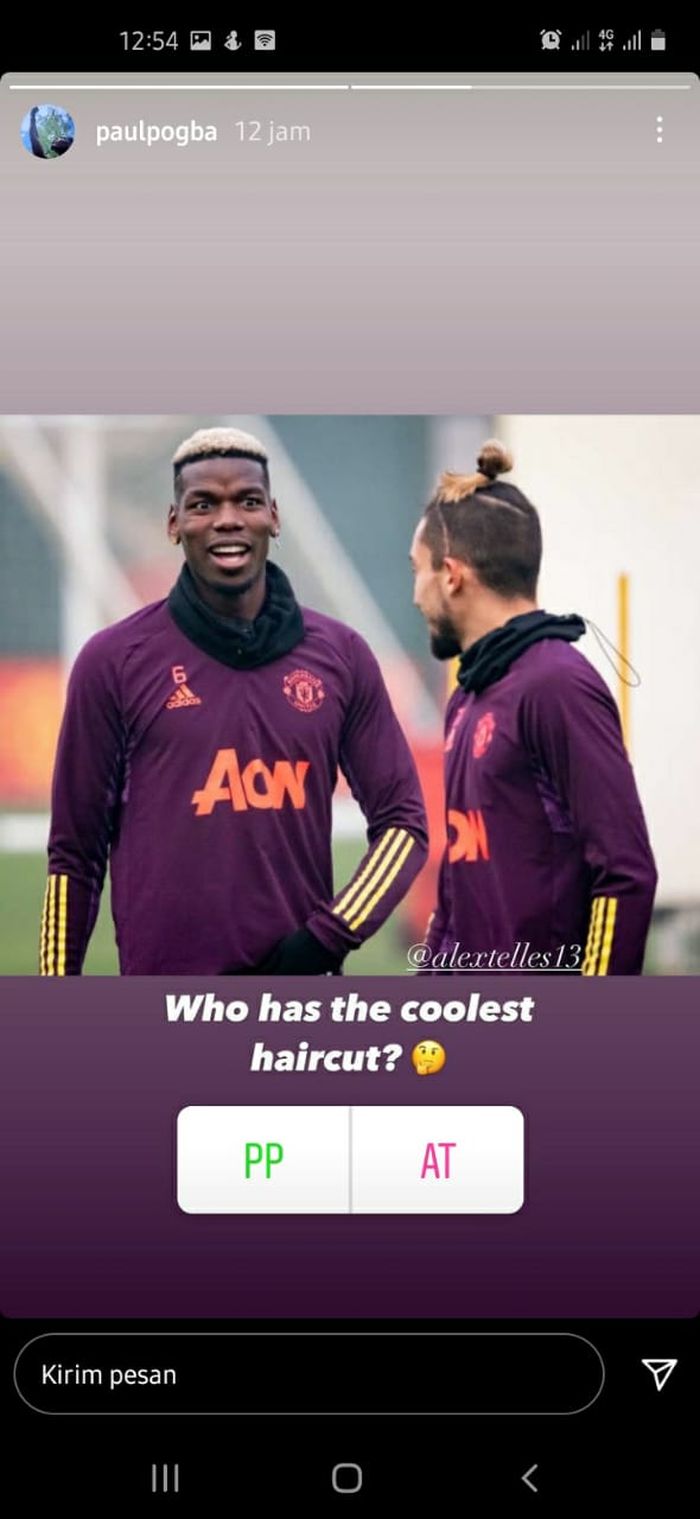 Unggahan instagram story Paul Pogba pada Senin (7/12/2020).