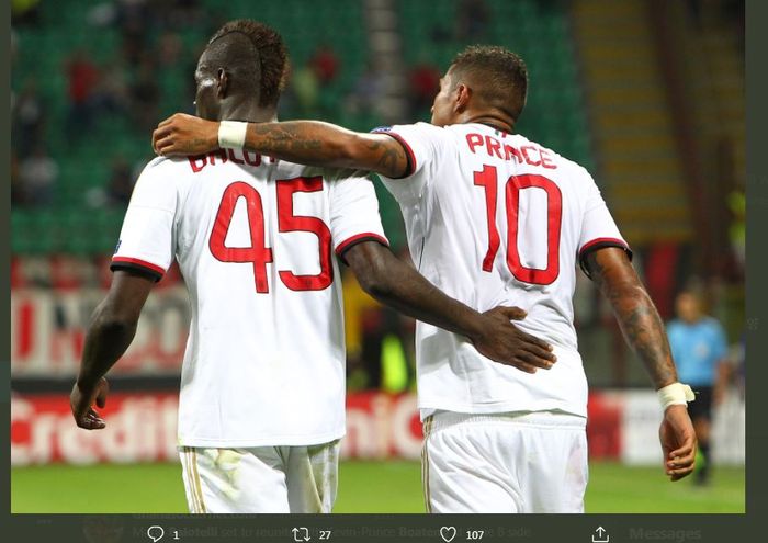 Mario Balotelli dan Kevin-Prince Boateng saat di AC Milan.