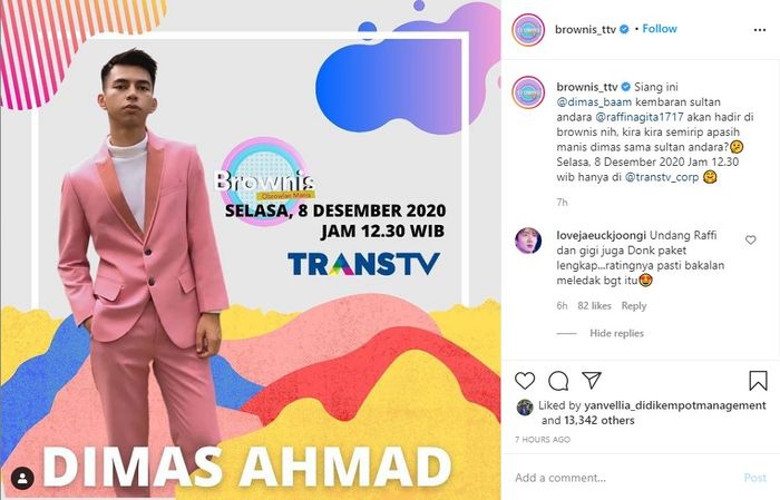 Dimas Ahmad jadi bintang tamu di acara Brownis