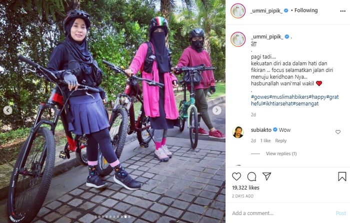 Asyik sepedaan, Umi Pipik malah dikritik cara berpakaiannya gegara dinilai terlalu ketat, istri mendiang Ustaz Uje langsung beri jawaban tak terduga