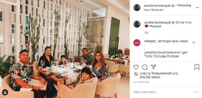 Unggahan <a href='https://jambi.tribunnews.com/tag/aurel' title='Aurel'>Aurel</a> Hermansyah, Sabtu (12/12/2020).