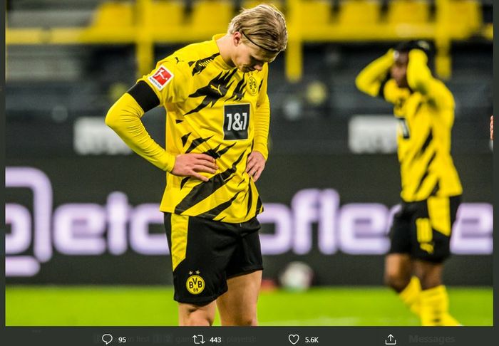 Bomber Borussia Dortmund, Erling Haaland, diterpa cedera hamstring dan diperkirakan absen sampai awal tahun 2021.