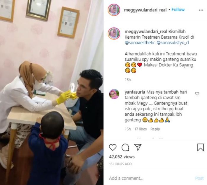 Meggy Wulandari bersama sang suami di klinik kecantikan wajah