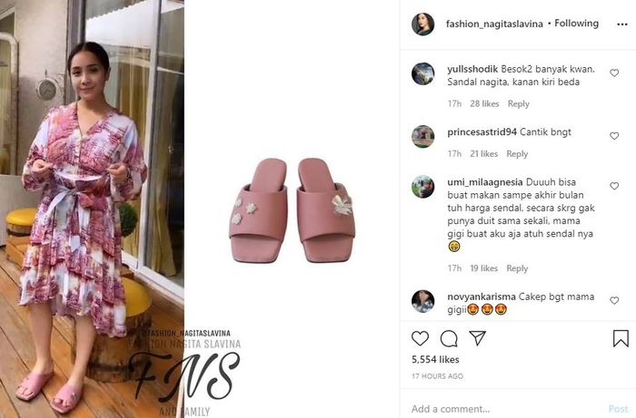 Komentar netizen saat melihat Nagita Slavina pakai sandal RAJNIK 'Elmer Soft Pink' seharga Rp 1.250.000. 