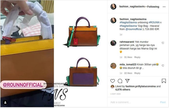 Penampakan tas baru Nagita Slavina yang harganya hampir Rp 2 juta yang sukses curi perhatian netizen