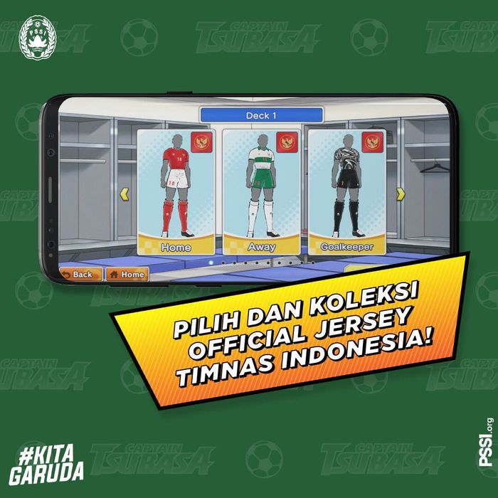 Jersey timnas Indonesia di Captain Tsubasa: Dream Team.