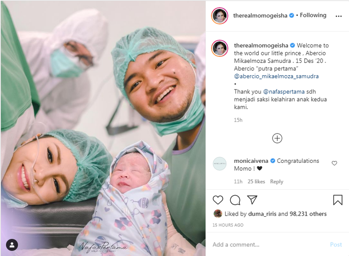 Melahirkan Anak Kedua Momo Geisha Ungkap Arti Nama Unik Sang Bayi