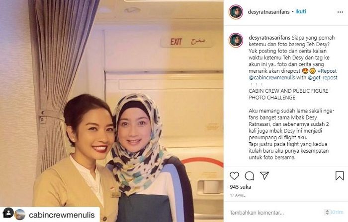 Pramugari ungkap kisahnya soal sifat asli <a href='https://manado.tribunnews.com/tag/desy-ratnasari' title='Desy Ratnasari'>Desy Ratnasari</a> 