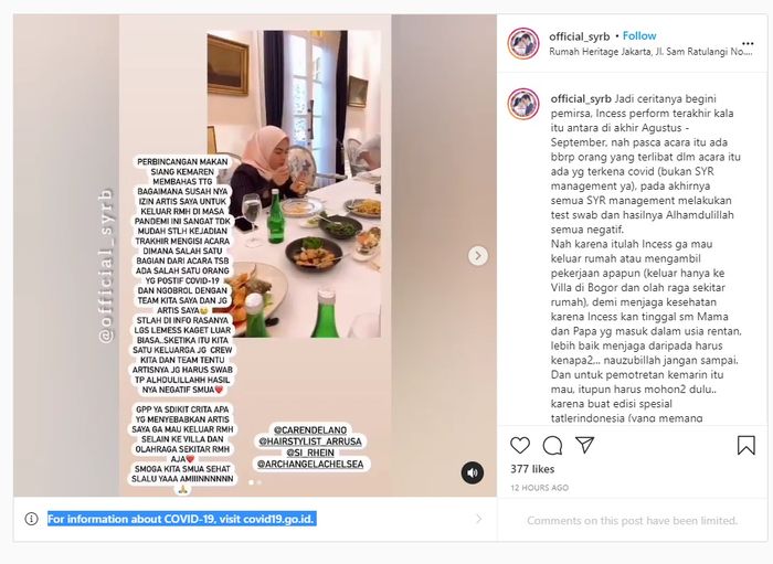 Postingan Instagram fans Syahrini