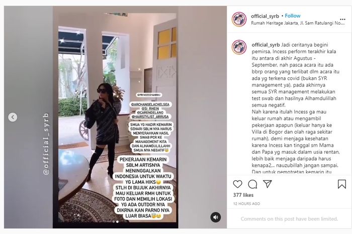 Postingan Instagram fans Syahrini
 