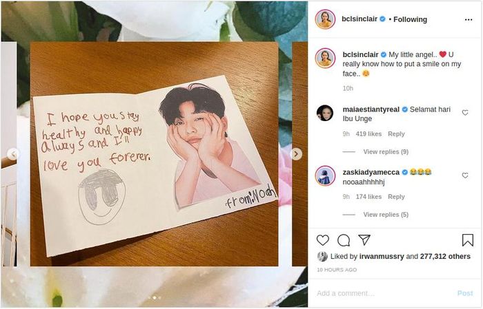 Noah Sinclair tunjukan cintanya kepada Bunga Citra Lestari dengan berikan kado spesial di hari ibu.