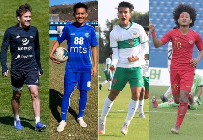 Empat pemain muda Indonesia yang berkarier di klub Eropa, Egy Maulana Vikri, Witan Sulaeman, Brylian Aldama, dan Bagus Kahfi.