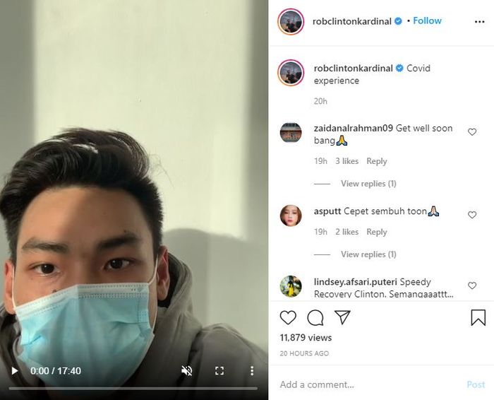 Rob Clinton Kardinal mengumumkan bahwa dirinya terinfeksi virus Covid-19

