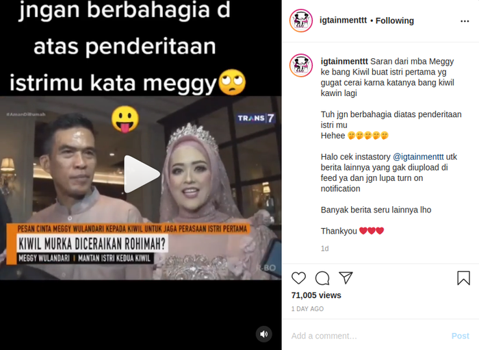 Turut simpati dengan perasaan Rohimah yang akhirnya gugat cerai Kiwil, Meggy Wulandari sampaikan nasihat untuk sang mantan suami
