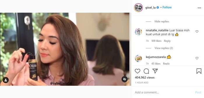 Gisel saat mengunggah video endorse pasca ditetapkan sebagai tersangka