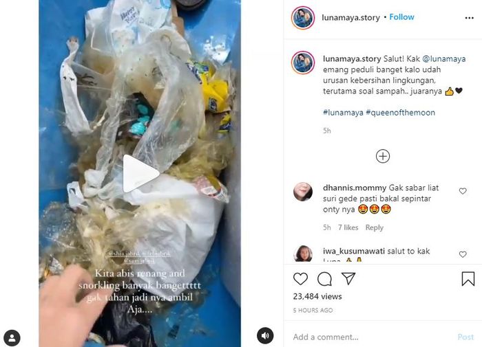 Luna Maya pungut sampah