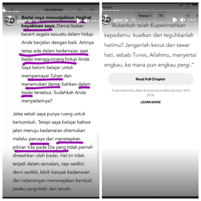 Unggahan Gisel soal kedamaian