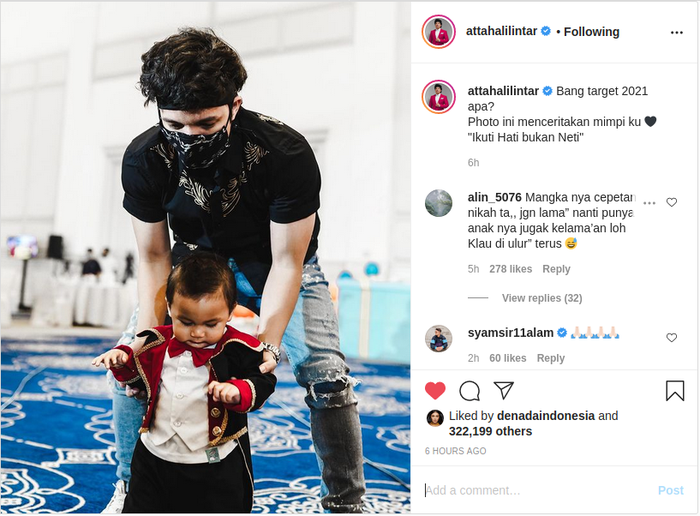 Atta Halilintar unggah foto di Instagram dengan kode khusus.
