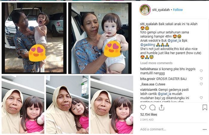 Unggahan mantan pengasuh Gempi, Siti Rukoyah alias Koneng