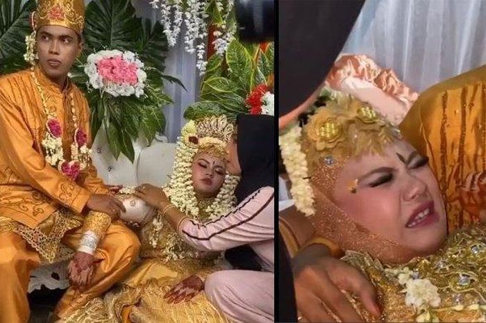 Momen saat pengantin wanita ambruk alami kesurupan di pelaminan.