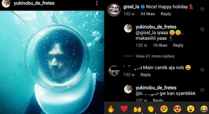 Percakapan Gisella Anastasia dan Michael Yukinobu De Fretes di Instagram.